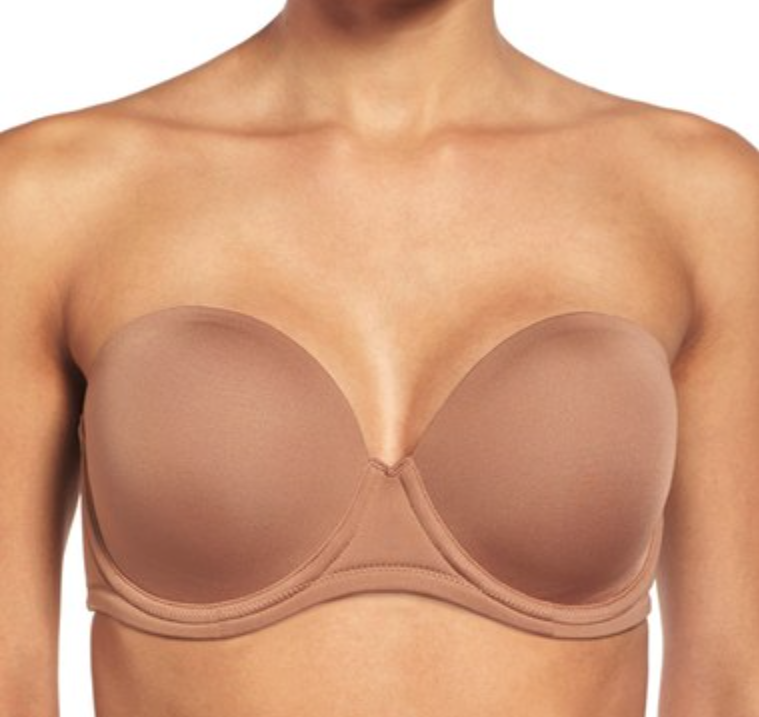 CALVIN KLEIN NAKED GLAMOUR STRAPLESS PUSH-UP BRA IN THE COLOR BUFF 32D